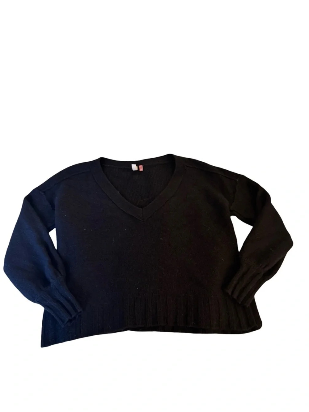 Anthropologie Pilcro Black Deep V Neck Knit Long sleeves Sweater Size S